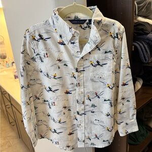 Janie and Jack White Ski Print Boy’s Shirt